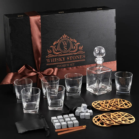 WhiskyStones™ Box with 6 glasses and decanter "Luminarc Sterling"