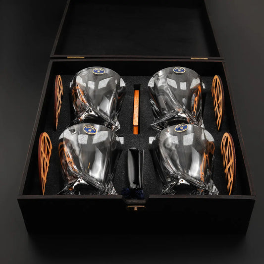 WhiskyStones™ Box of 4 "Bohemia Quadro" glasses