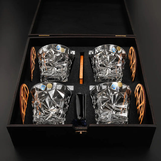 WhiskyStones™ Box of 4 "Bohemia Glacier" crystal glasses