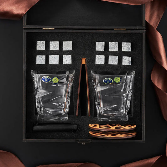 WhiskyStones™ Box of 2 "Bohemia ZIg-Zag" crystal glasses