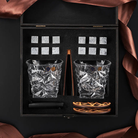 WhiskyStones™ Box of 2 "Bohemia Glacier" crystal glasses