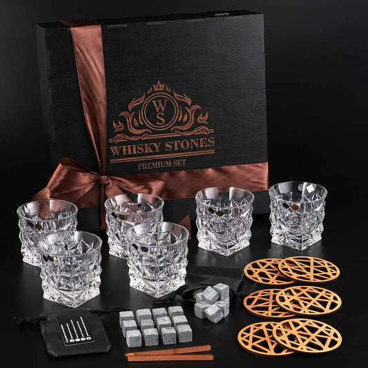 WhiskyStones™ Box of 6 "Bohemia Glacier" crystal glasses