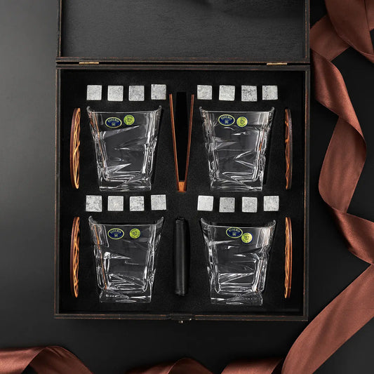 WhiskyStones™ Box of 4 "Bohemia Zig-Zag" crystal glasses
