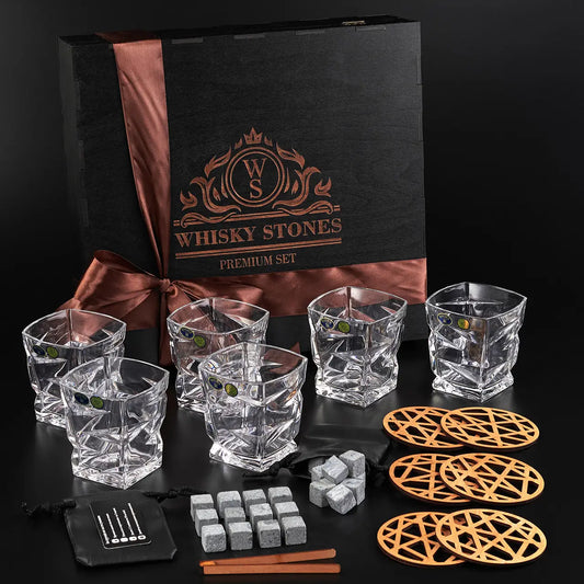 WhiskyStones™ Box of 6 "Bohemia Zig-Zag" crystal glasses