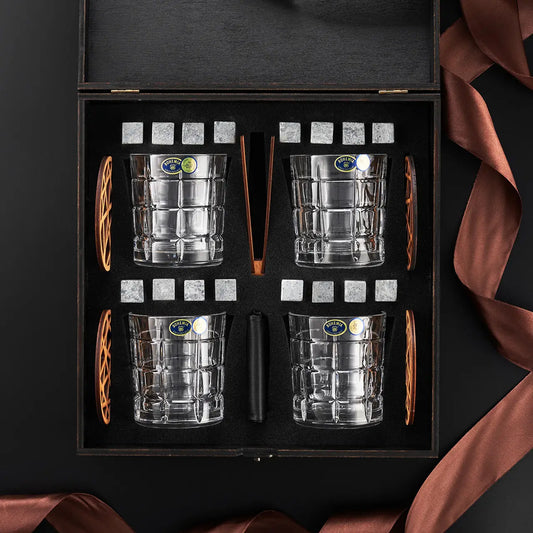 WhiskyStones™ Box of 4 "Bohemia Timesquare" crystal glasses