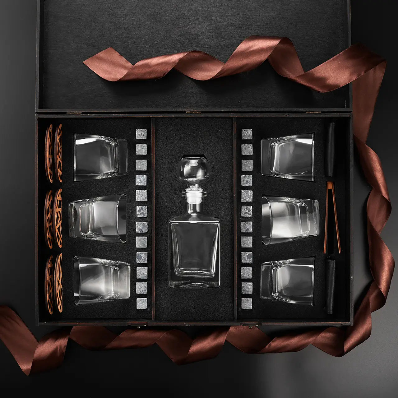WhiskyStones™ Box with 6 glasses and decanter "Luminarc Sterling"