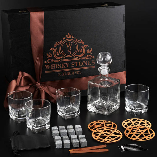 WhiskyStones™ Box with 4 glasses and decanter "Luminarc Sterling"