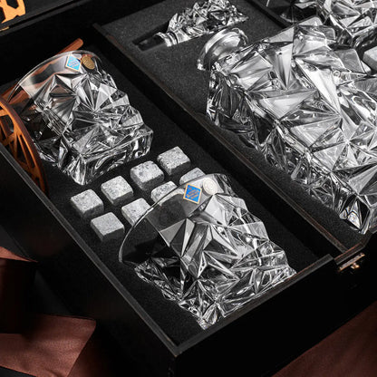 WhiskyStones™ Box with 4 crystal glasses and decanter "Bohemia Glacier"