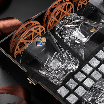 WhiskyStones™ Box of 6 "Bohemia Crack" crystal glasses