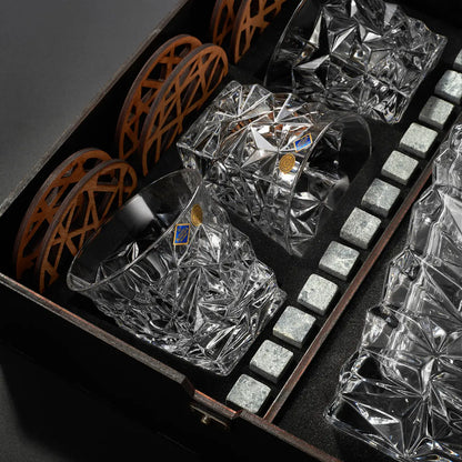 WhiskyStones™ Box with 6 crytal glasses and decanter "Bohemia Glacier"