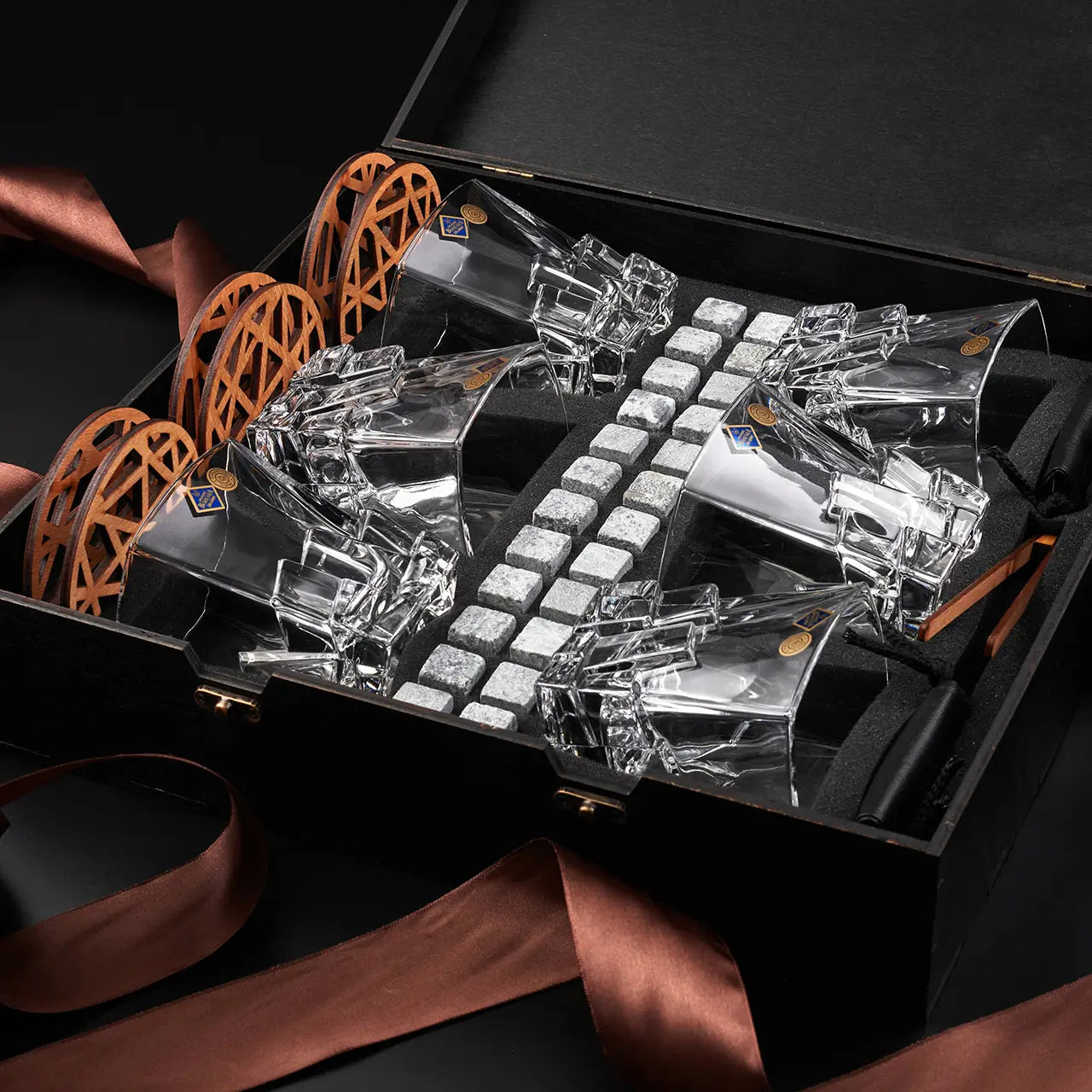 WhiskyStones™ Box of 6 "Bohemia Crack" crystal glasses