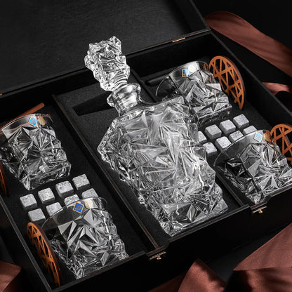 WhiskyStones™ Box with 4 crystal glasses and decanter "Bohemia Glacier"