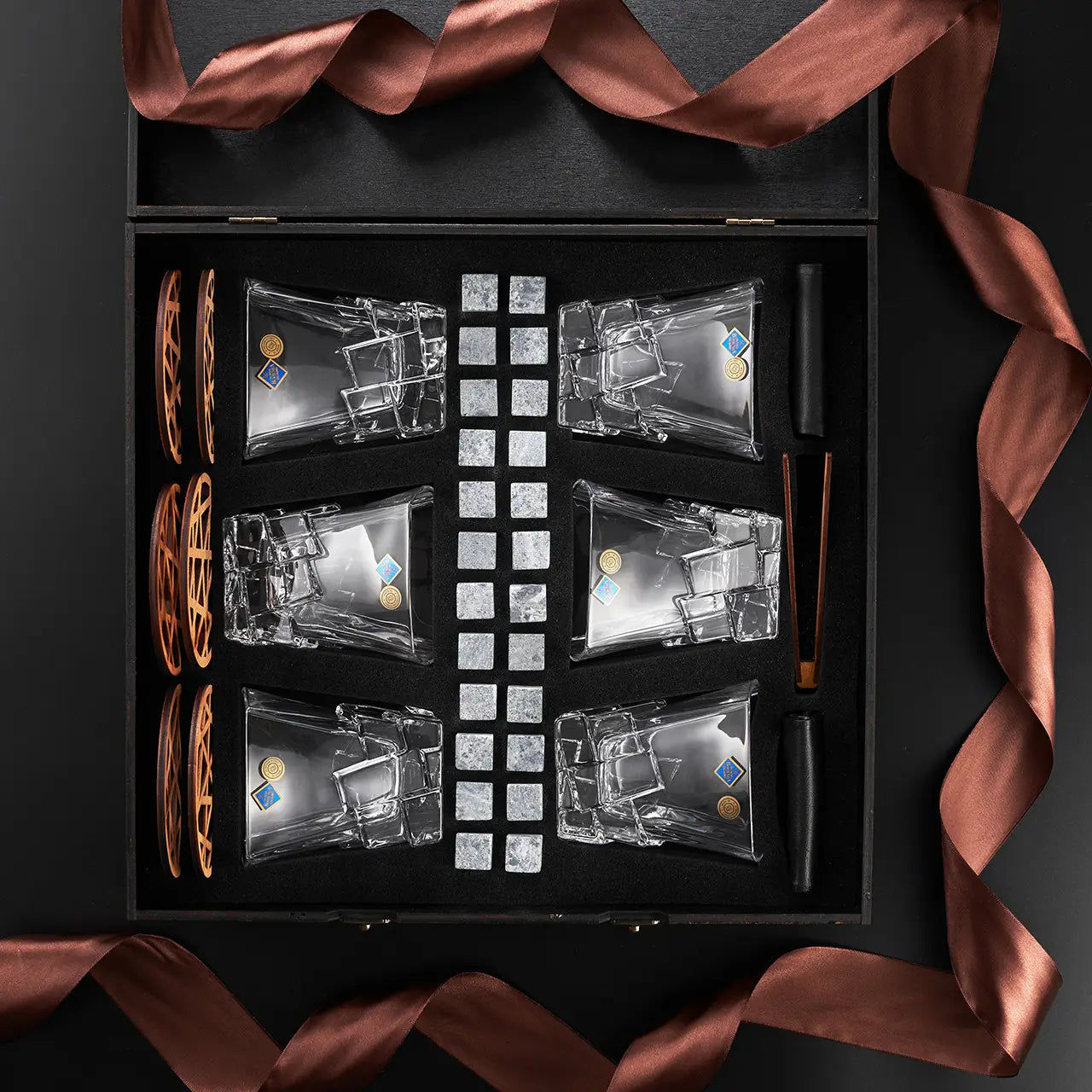 WhiskyStones™ Box of 6 "Bohemia Crack" crystal glasses