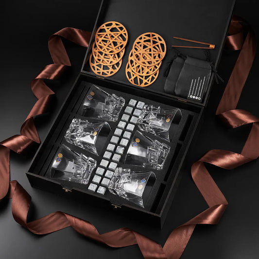 WhiskyStones™ Box of 6 "Bohemia Crack" crystal glasses
