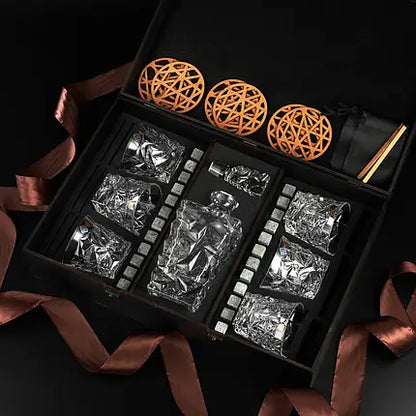 WhiskyStones™ Box with 6 crytal glasses and decanter "Bohemia Glacier"