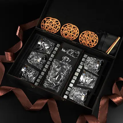 WhiskyStones™ Box with 6 crytal glasses and decanter "Bohemia Glacier"