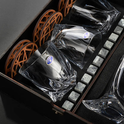 WhiskyStones™ Box with 6 glasses and decanter "Bohemia Quadro"