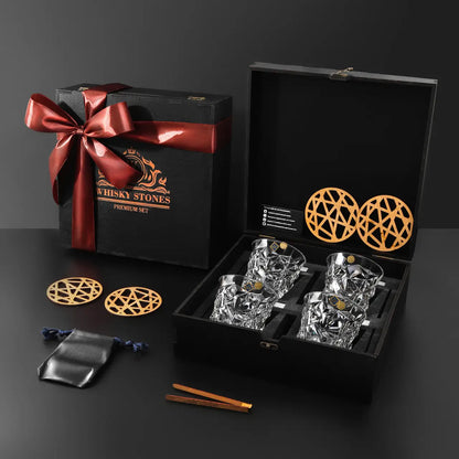 WhiskyStones™ Box of 4 "Bohemia Glacier" crystal glasses