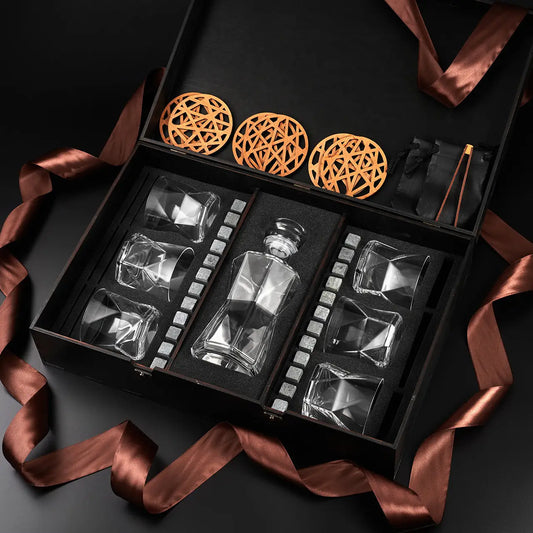 WhiskyStones™ Box with 6 glasses and decanter "Bormioli Rocco Cassiopea"