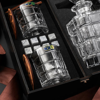 WhiskyStones™ Box with 4 crystal glasses and decanter "Bohemia Timequare"