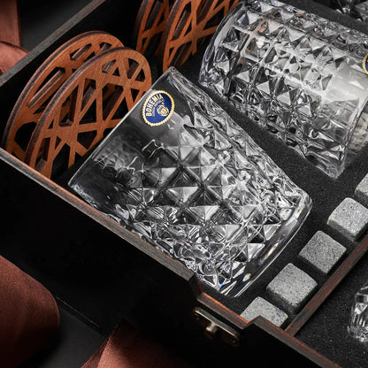 WhiskyStones™ Box with 6 glasses and decanter "Bohemia Diamond"