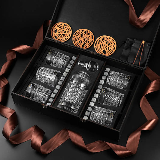 WhiskyStones™ Box with 6 glasses and decanter "Bohemia Diamond"