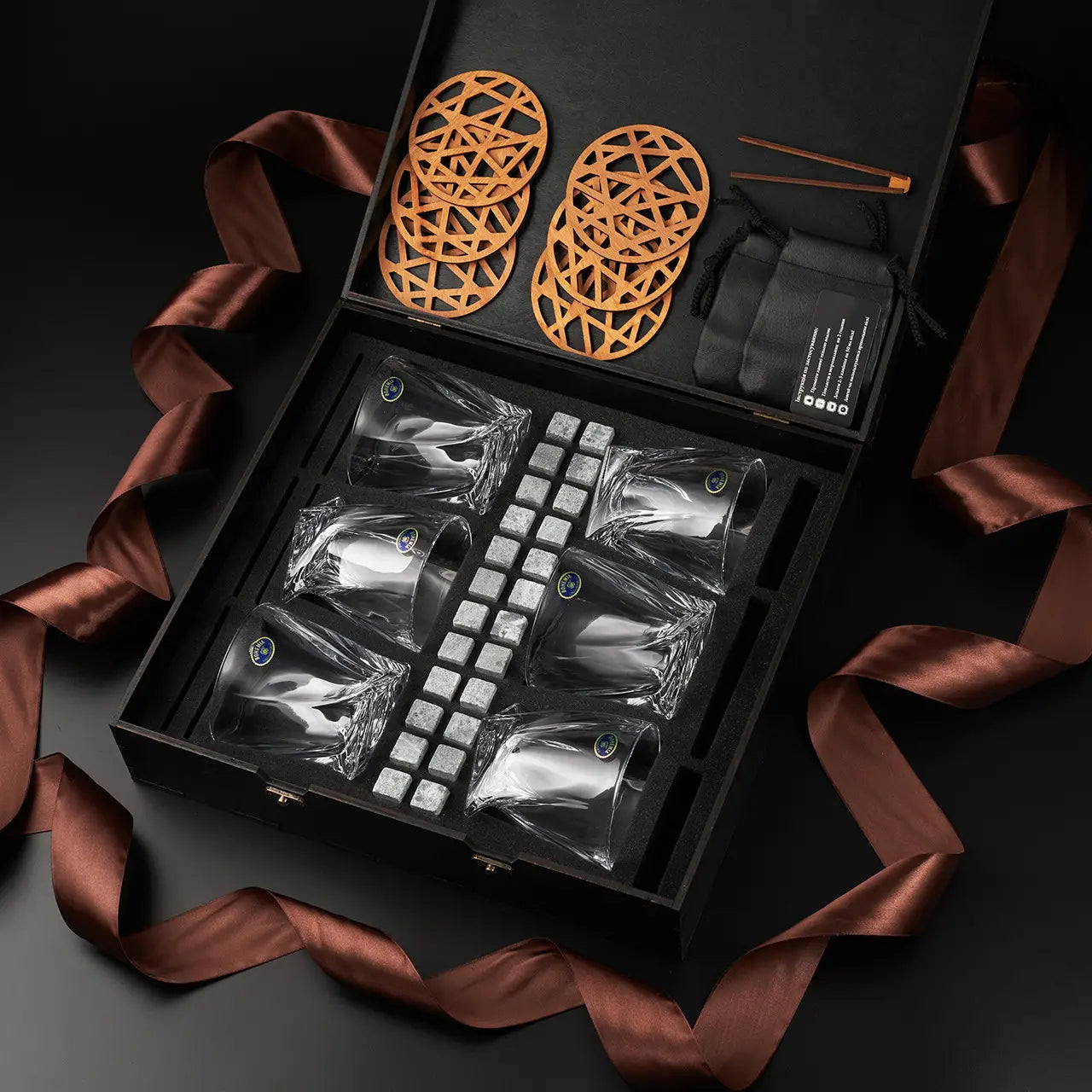 WhiskyStones™ Box of 6 "Bohemia Quadro" glasses