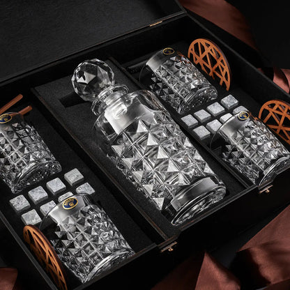 WhiskyStones™ Box with 4 glasses and decanter "Bohemia Diamond"