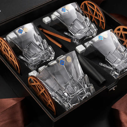 WhiskyStones™ Box of 4 "Bohemia Crack" crystal glasses
