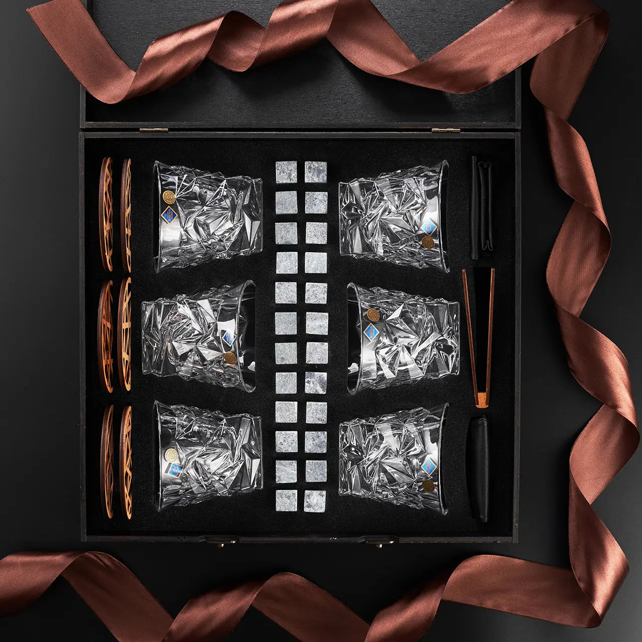 WhiskyStones™ Box of 6 "Bohemia Glacier" crystal glasses