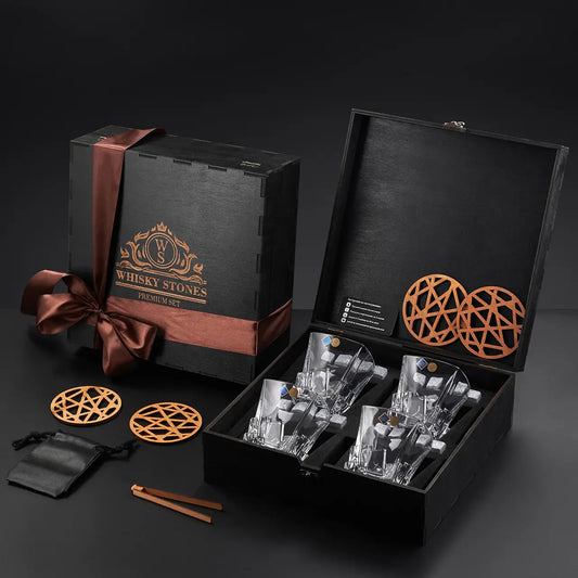 WhiskyStones™ Box of 4 "Bohemia Crack" crystal glasses