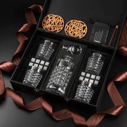 WhiskyStones™ Box with 4 glasses and decanter "Bohemia Diamond"