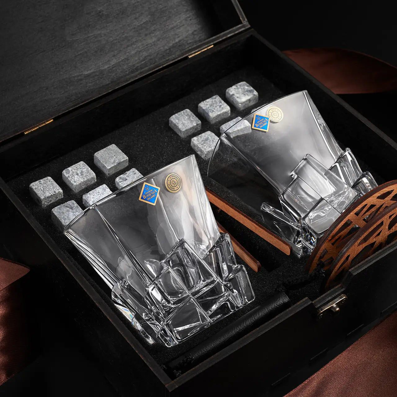 WhiskyStones™ Box of 2 "Bohemia Crack" crystal glasses