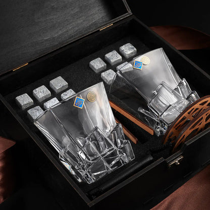 WhiskyStones™ Box of 2 "Bohemia Crack" crystal glasses