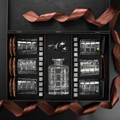 WhiskyStones™ Box with 6 crystal glasses and decanter "Bohemia Timesquare"