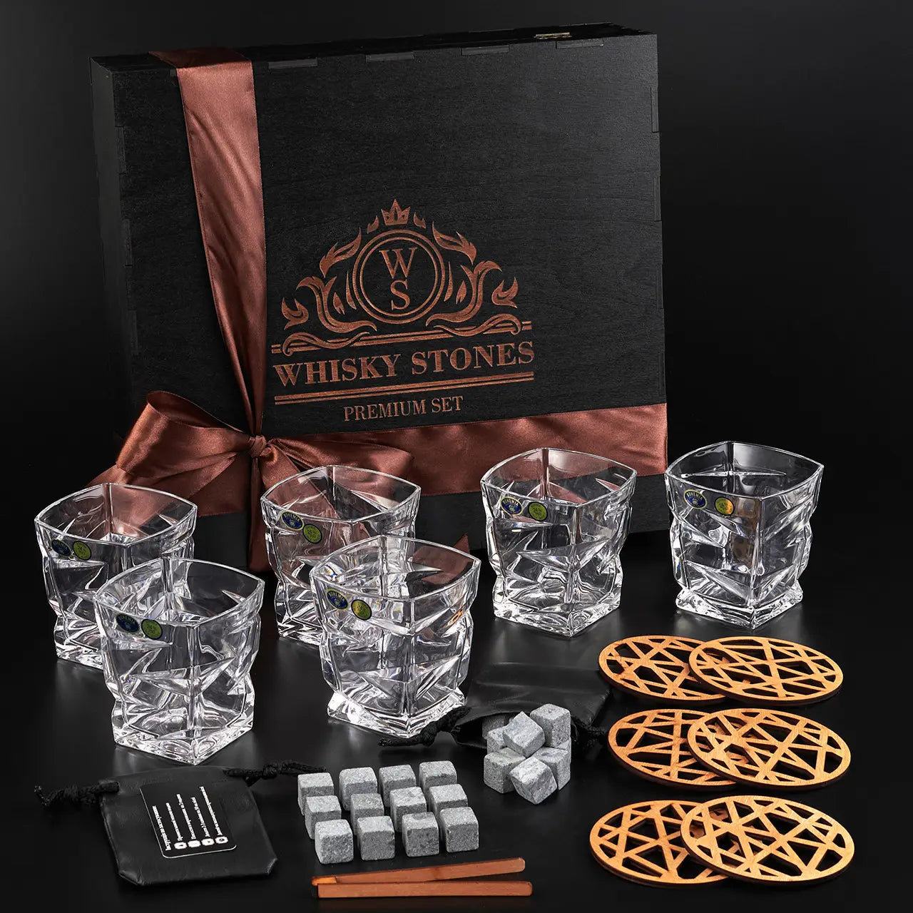 WhiskyStones™ Box of 6 "Bohemia Zig-Zag" crystal glasses