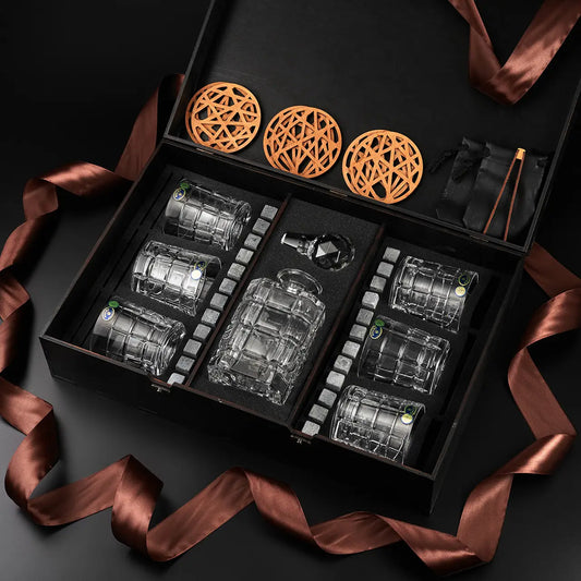 WhiskyStones™ Box with 6 crystal glasses and decanter "Bohemia Timesquare"
