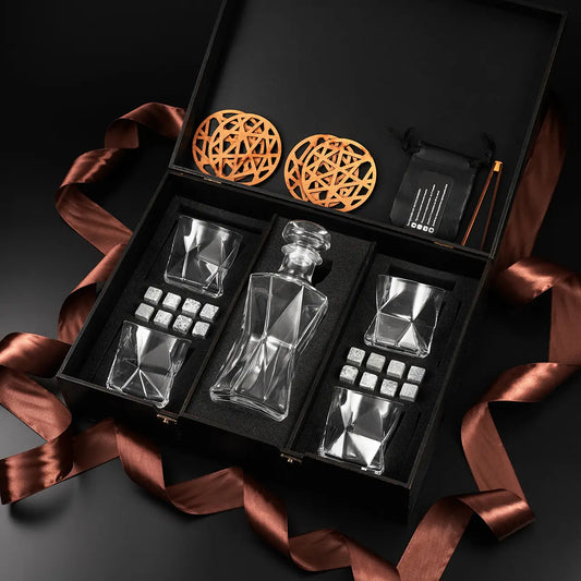 WhiskyStones™ Box with 4 glasses and decanter "Bormioli Rocco Cassiopea"