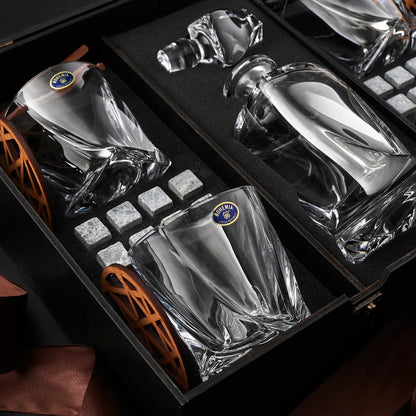 WhiskyStones™ Box with 4 glasses and decanter "Bohemia Quadro"