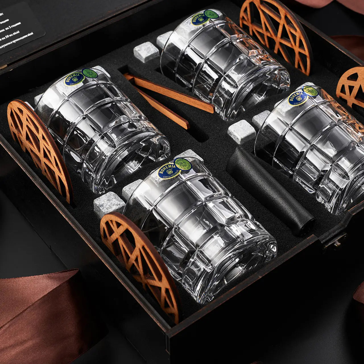 WhiskyStones™ Box of 4 "Bohemia Timesquare" crystal glasses