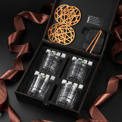 WhiskyStones™ Box of 4 "Bohemia Timesquare" crystal glasses