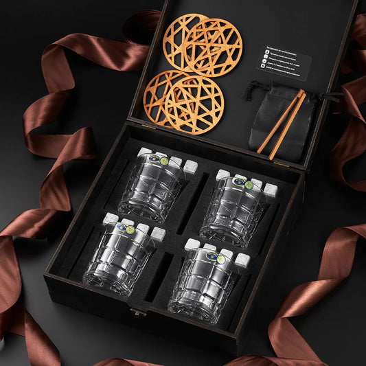 WhiskyStones™ Box of 4 "Bohemia Timesquare" crystal glasses